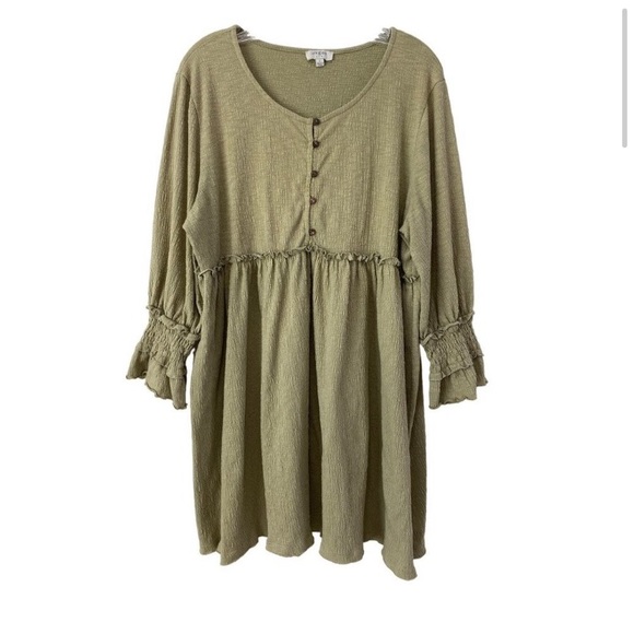 Umgee Linen Tiered Babydoll Dress with Scalloped Sleeves main image 1